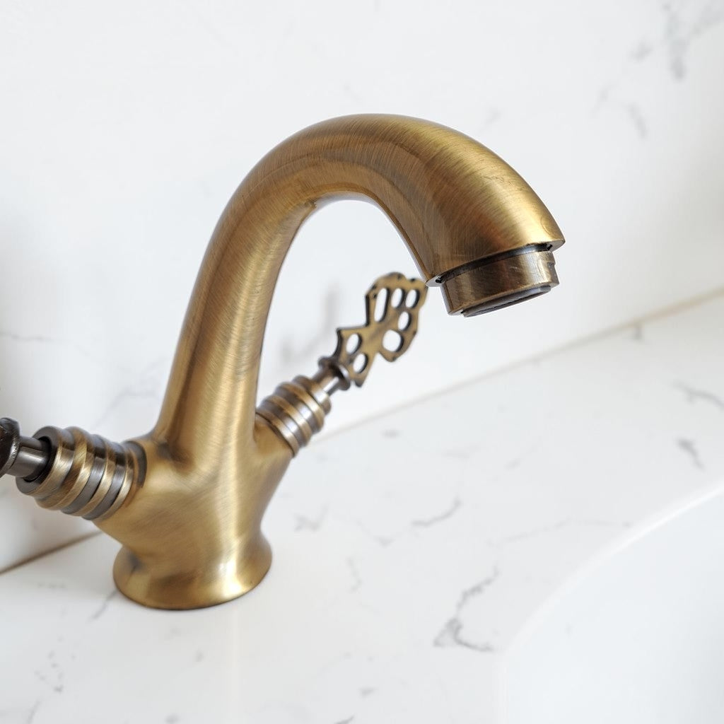 Solid Brass Bathroom & Kitchen Faucet Antique Gold – Ottoman Eagle Vintage Mixer Tap | Anatolian Treasury