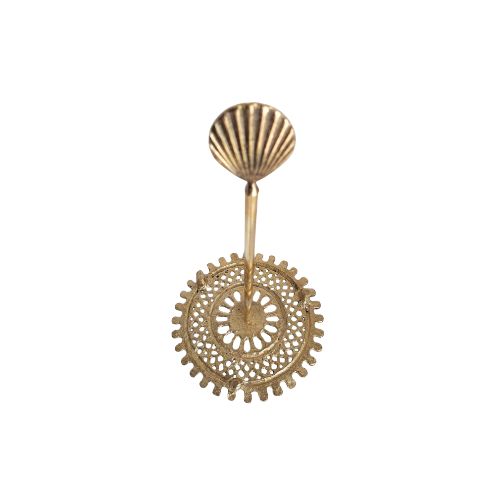 Solid Brass Countertop Paper Towel Holder – Decorative Gold Kitchen Roll Stand with Seashell Top
