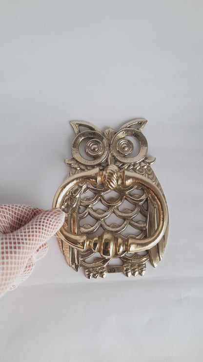 Gold Brass Owl Door Knocker – Handcrafted Unique Design