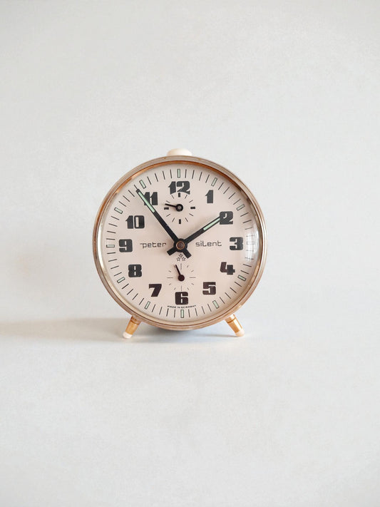 Vintage Kurmalı Saat – Turuncu Metal Sessiz Sürümü Peter, Alarm &amp; Brass Keys