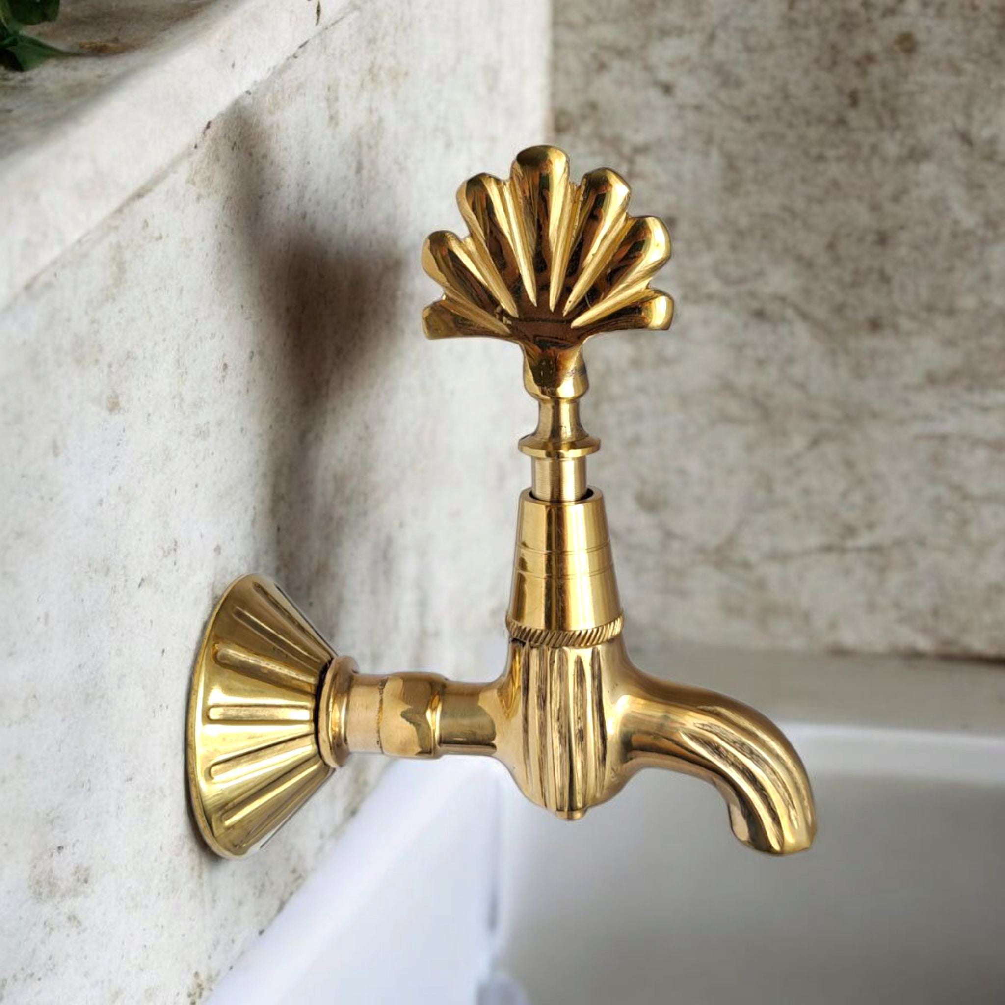 Handmade Vintage Brass Wall Faucet – Ottoman Style Turkish Bath Tap