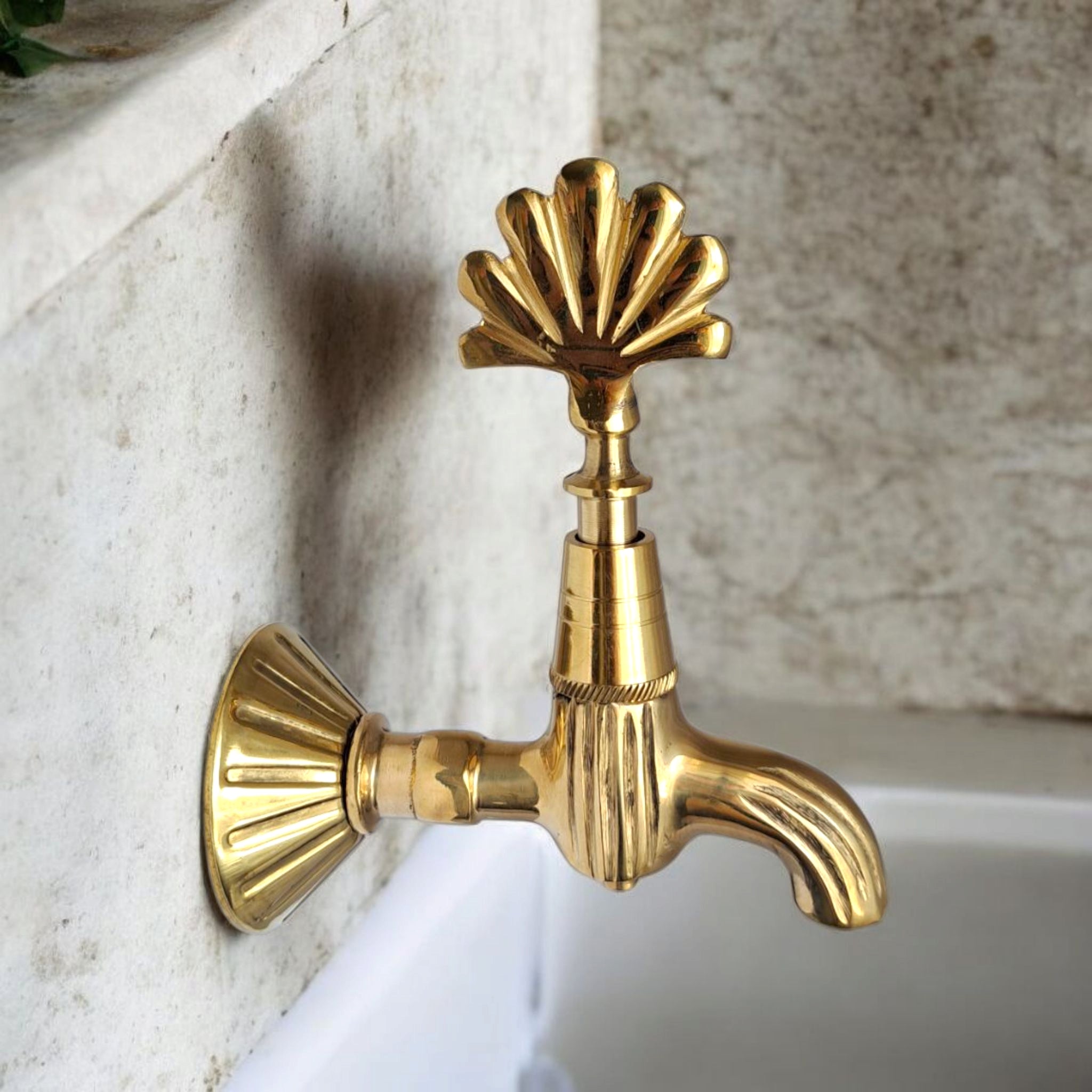 Handmade Vintage Brass Wall Faucet – Ottoman Style Turkish Bath Tap