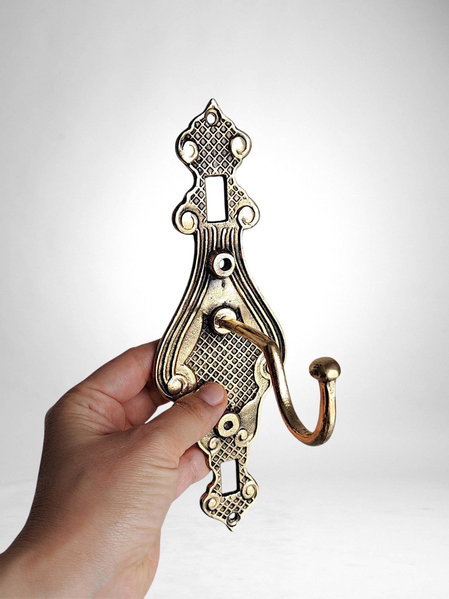 Handcast Solid Brass Wall Hook – Decorative Victorian Towel, Coat & Robe Hanger