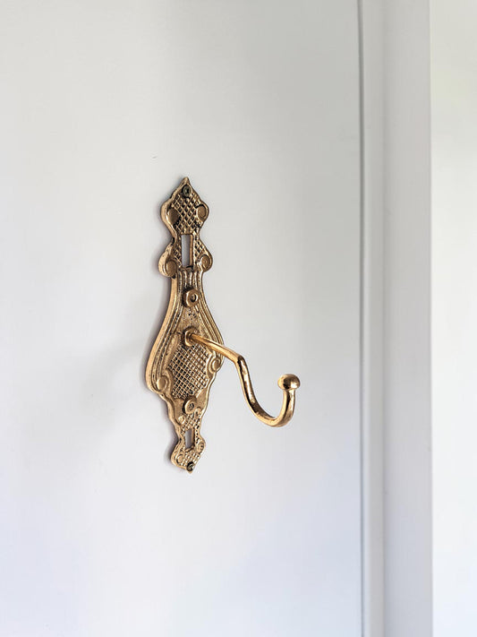 Handcast Solid Brass Wall Hook – Decorative Victorian Towel, Coat & Robe Hanger