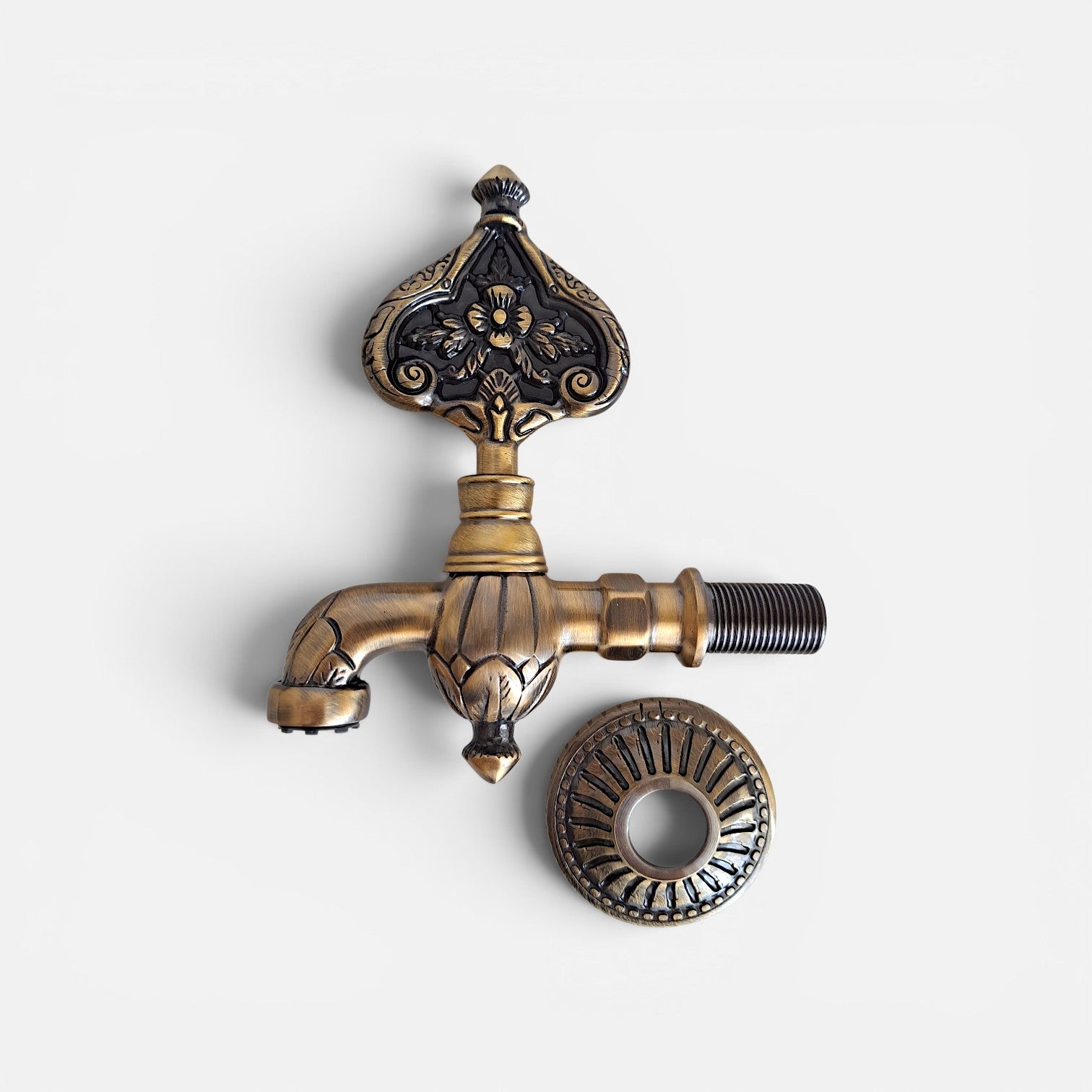 Solid Brass Decorative Ottoman Faucet | Antique Gold Vintage Wall Mounted Water Tap