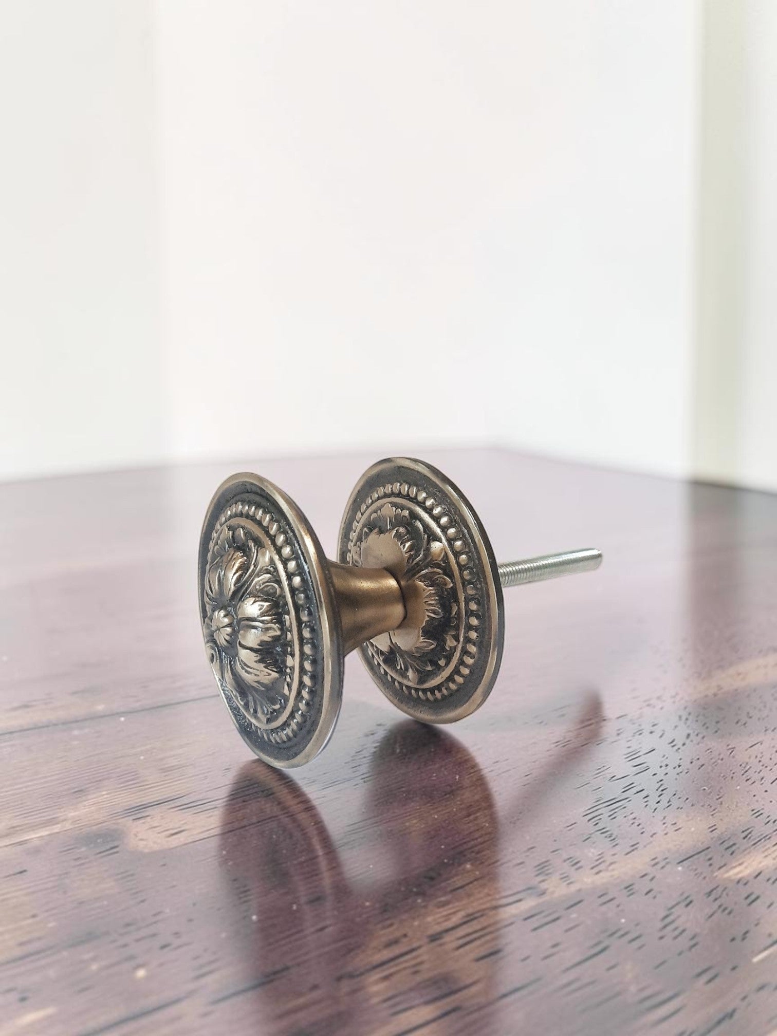 Vintage Brass Door Knob – Antique Gold Floral Entry Door Handle for Interior & Exterior Doors
