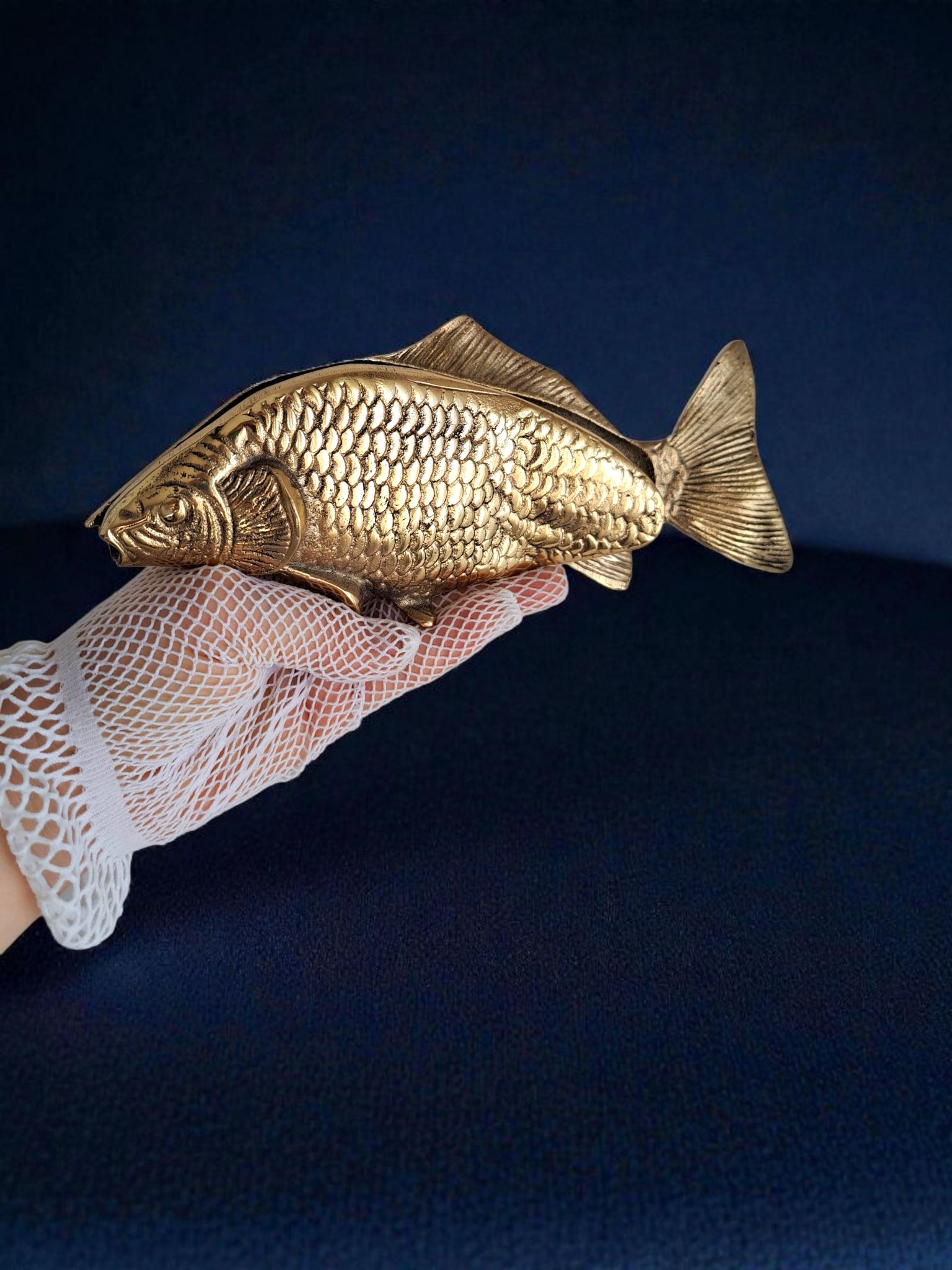 Handcrafted Gold Brass Fish Napkin Holder – Vintage Inspired Table Decor
