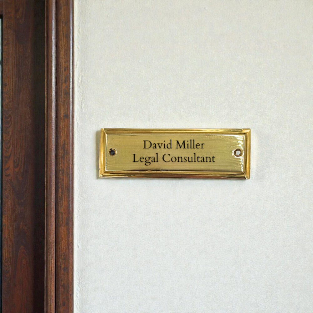 Custom Solid Brass Name Plaque – Personalized Family Name & House Number Wall Sign