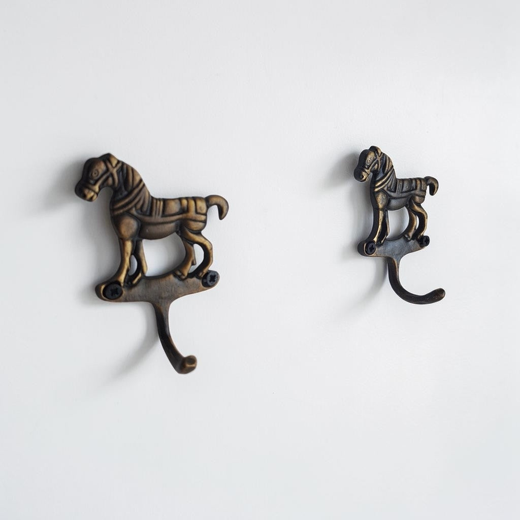 Brass Horse Wall Hook | Vintage Equestrian Coat & Robe Hanger