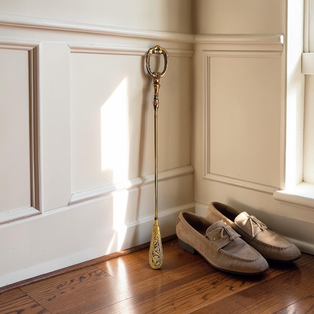 Handmade Solid Brass Shoehorn 48 cm | Long Vintage Shoe Horn Made in Turkey