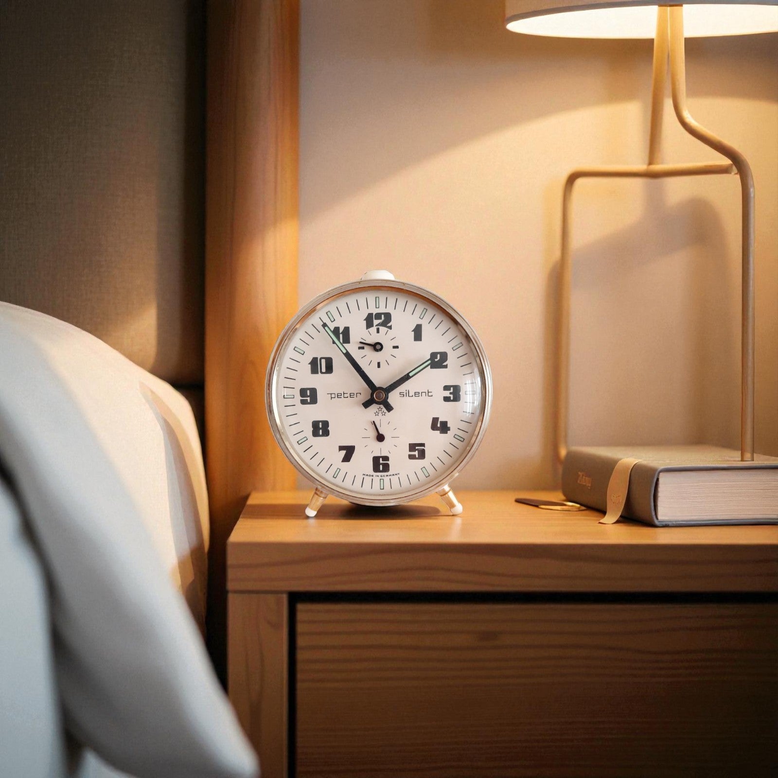 Vintage Wind-Up Clock – Orange Metal Silent Edition by Peter, Alarm & Brass Keys